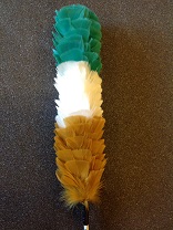 Green White Gold Feather Bonnet Hackle - More Details